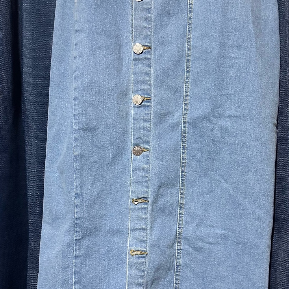 Blue Denim Button-Up Skirt